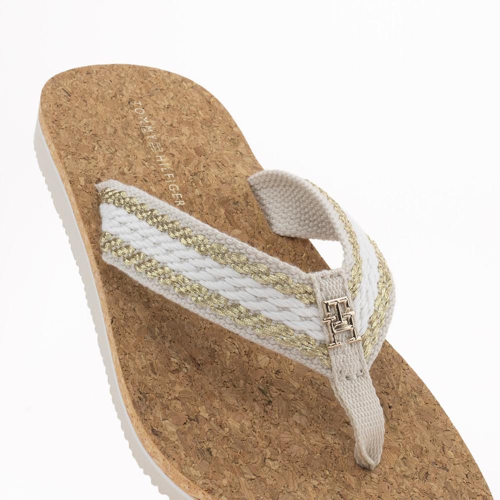 Flip Flop Tommy Hilfiger Cork bing FW0FW07145AF4 fehér