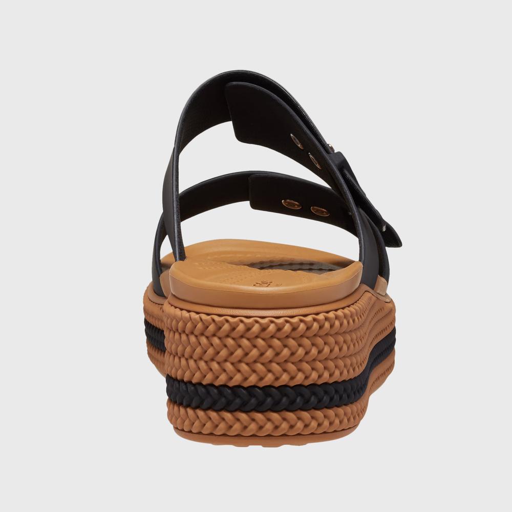 Flip Flop Crocs Brooklyn Woven Buckle Low Wedge 209978-001 - fekete