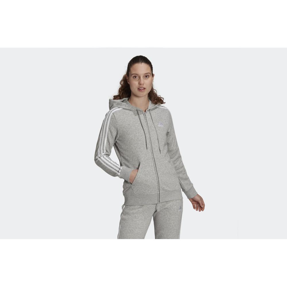 Pulóver adidas Essentials French Terry 3-Stripes Full-Zip Hoodie GL0802 - szürke