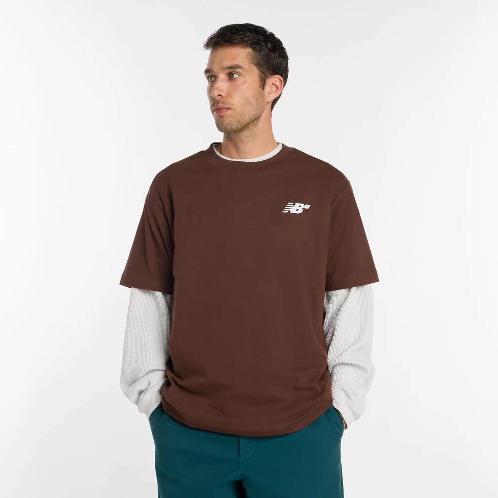 Férfi futópóló New Balance MT53706ABJ - barna