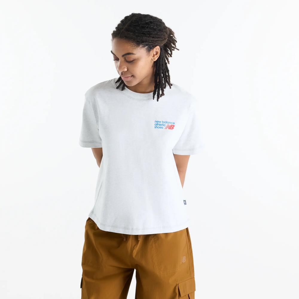 Női póló New Balance Athletics Premium Logo Hip Length WT62B7V2AHH - szürke