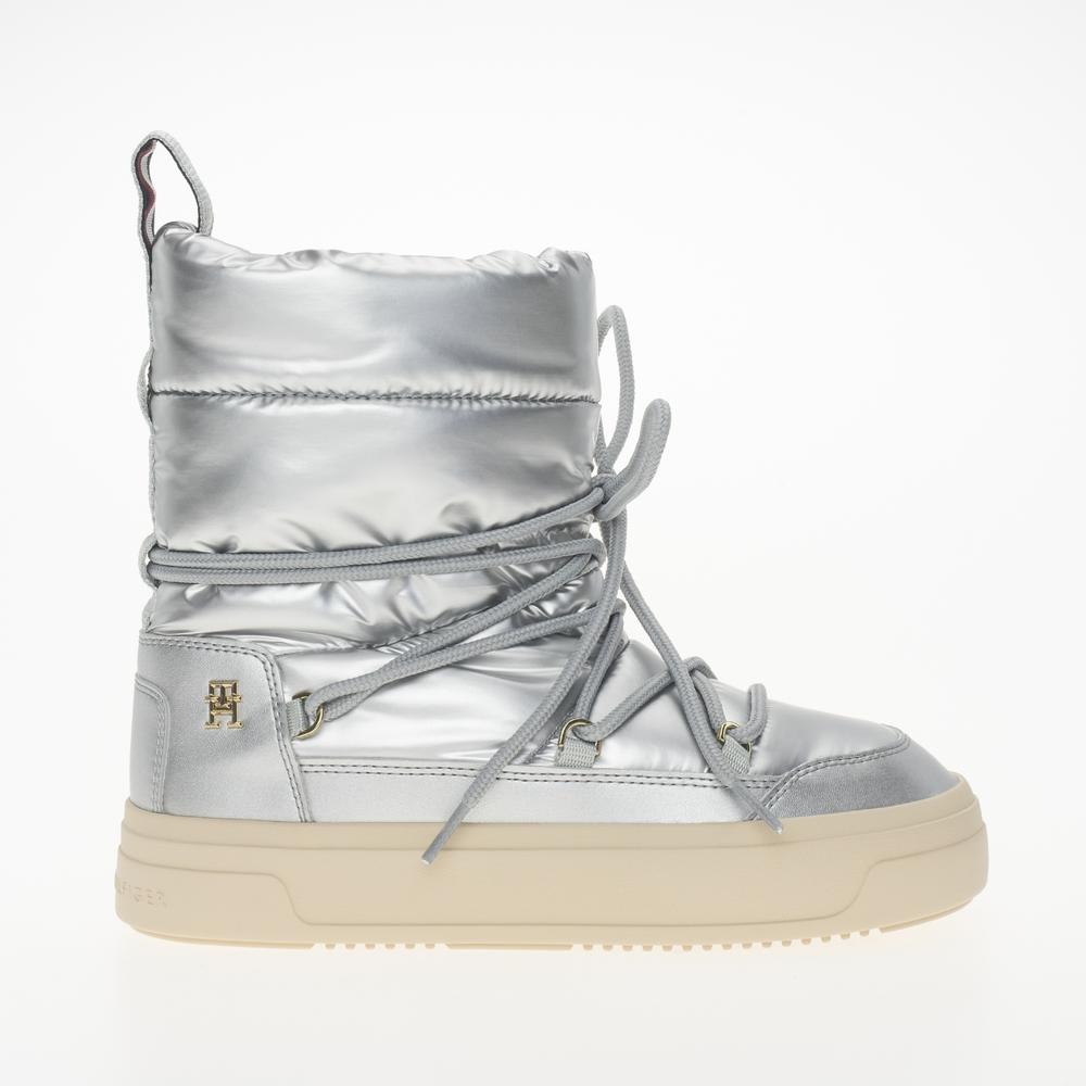 Cipő Tommy Hilfiger Lace-Up Metallic Snowboot FW0FW08442-0IN - ezüst