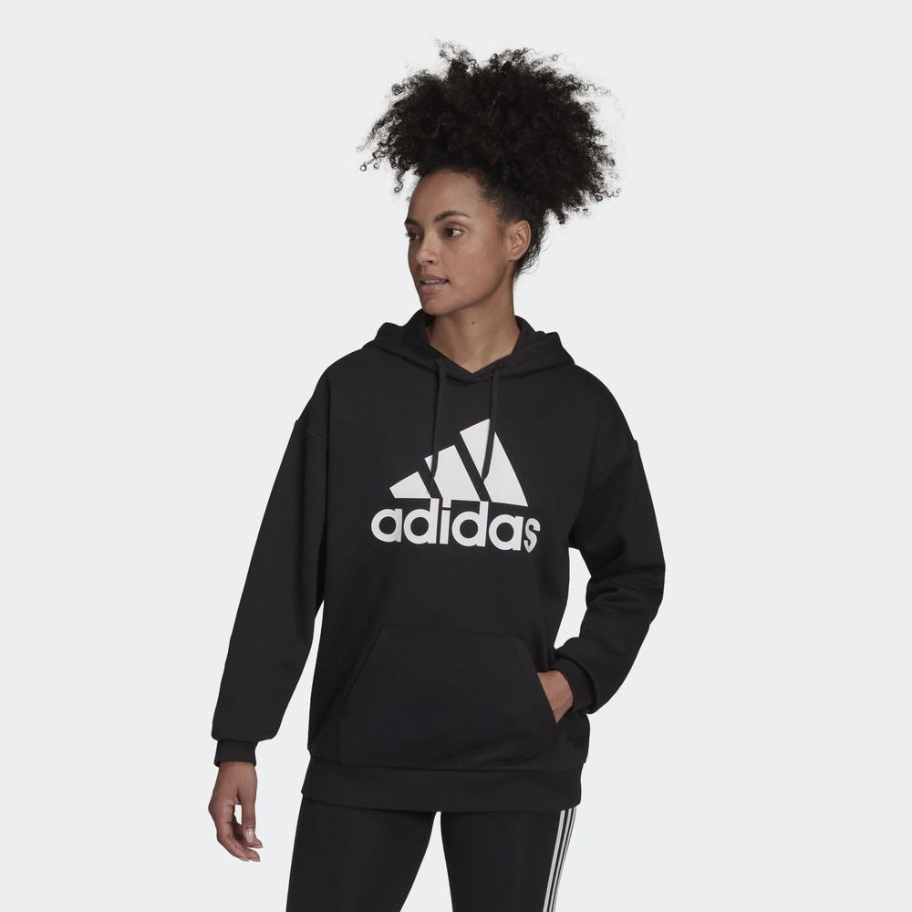 Pulóver adidas Essentials Logo Boyfriend Fleece Hoodie HD1756 - fekete