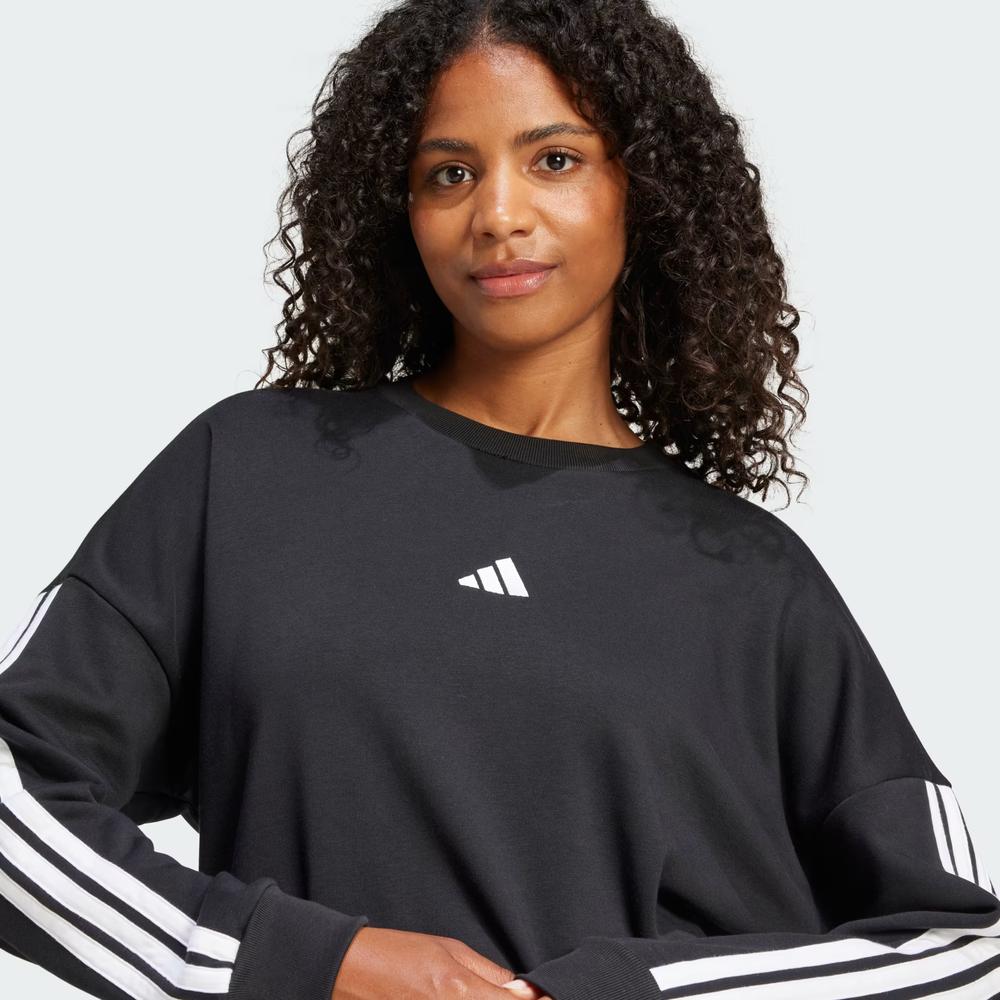 Női pulóver adidas Sportswear Essentials 3-Stripes French Terry JE0016 - fekete