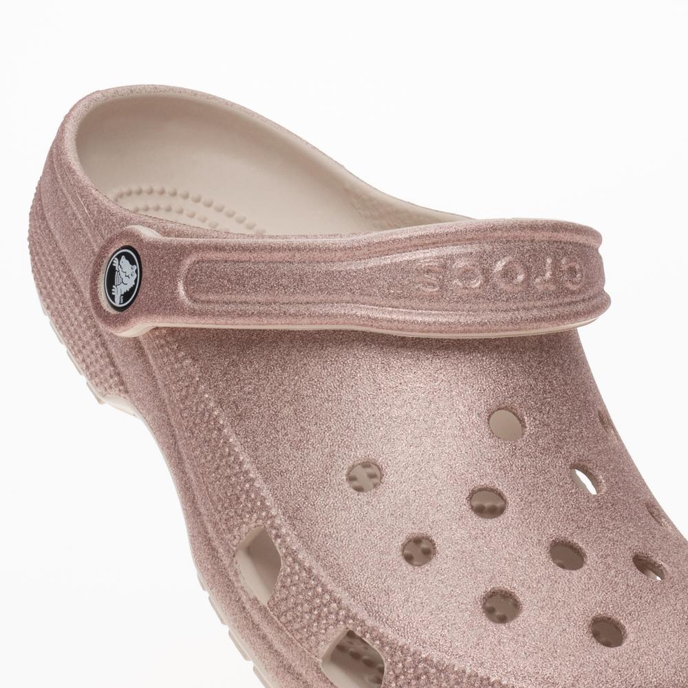 Flip Flop Crocs Classic Glitter Clog K 206993-6WV - rózsaszín