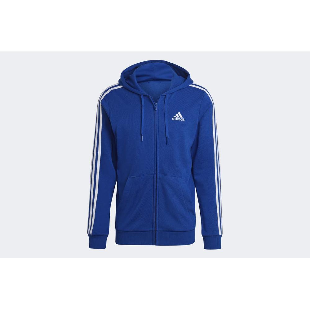 Pulóver adidas Essentials French Terry 3-Stripes Full-Zip Hoodie HE4427 - sötétkék