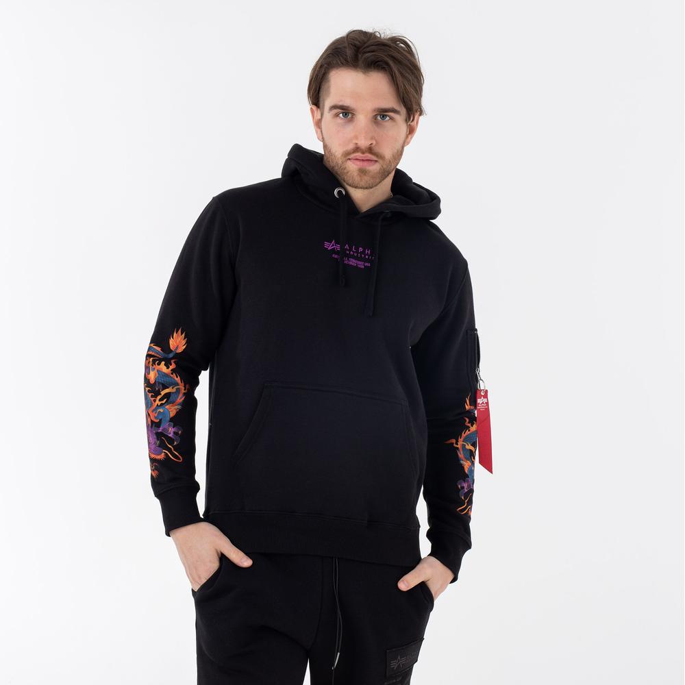 Pulóver Alpha Industries Dragon EMB Hoody 13633403 - fekete