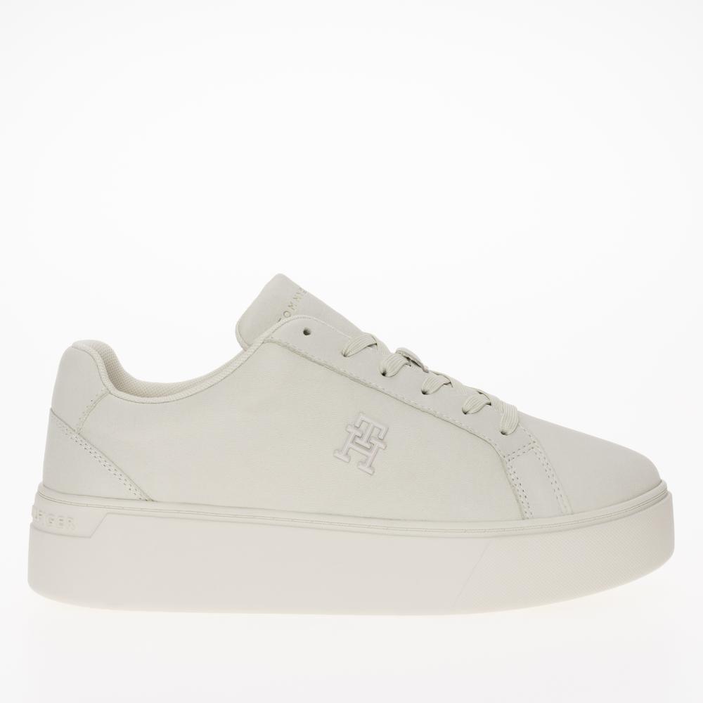 Cipő Tommy Hilfiger Nubuck Leather Platform Court FW0FW07912-YBL - bézs