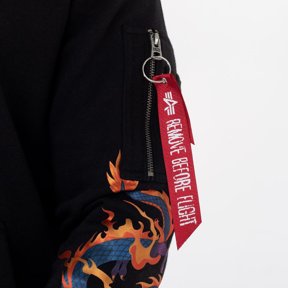 Pulóver Alpha Industries Dragon EMB Hoody 13633403 - fekete