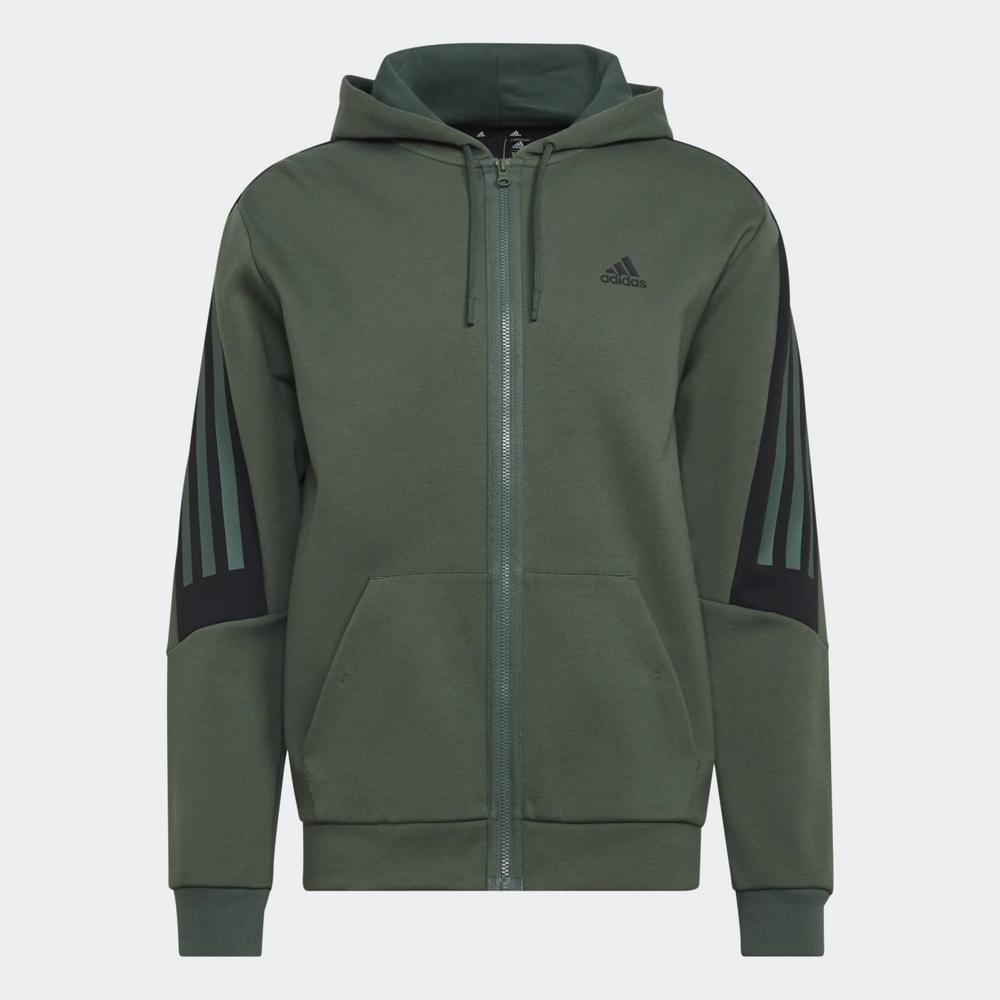 Pulóver adidas Future Icons 3-Stripes Full-Zip HC5841 - zöld
