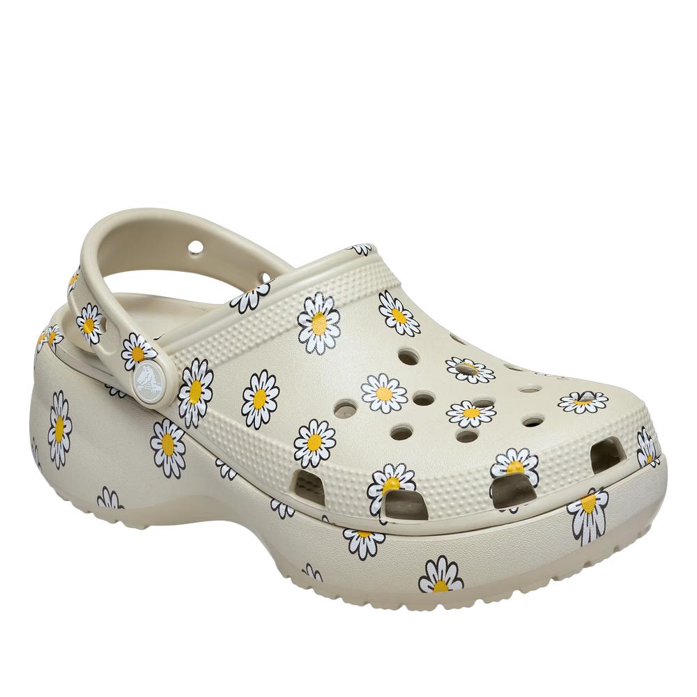 Flip Flop női Crocs Classic Platform Floral Clog 212668-1WY - szürke