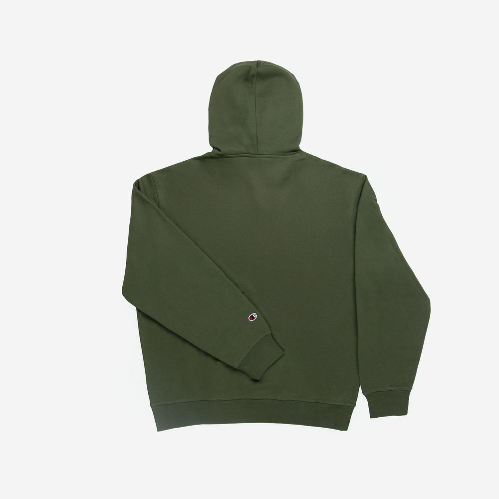 Pulóver Champion Tonal Logo Fleece Erkek Siyah Hoodie 220274-GS508 - zöld