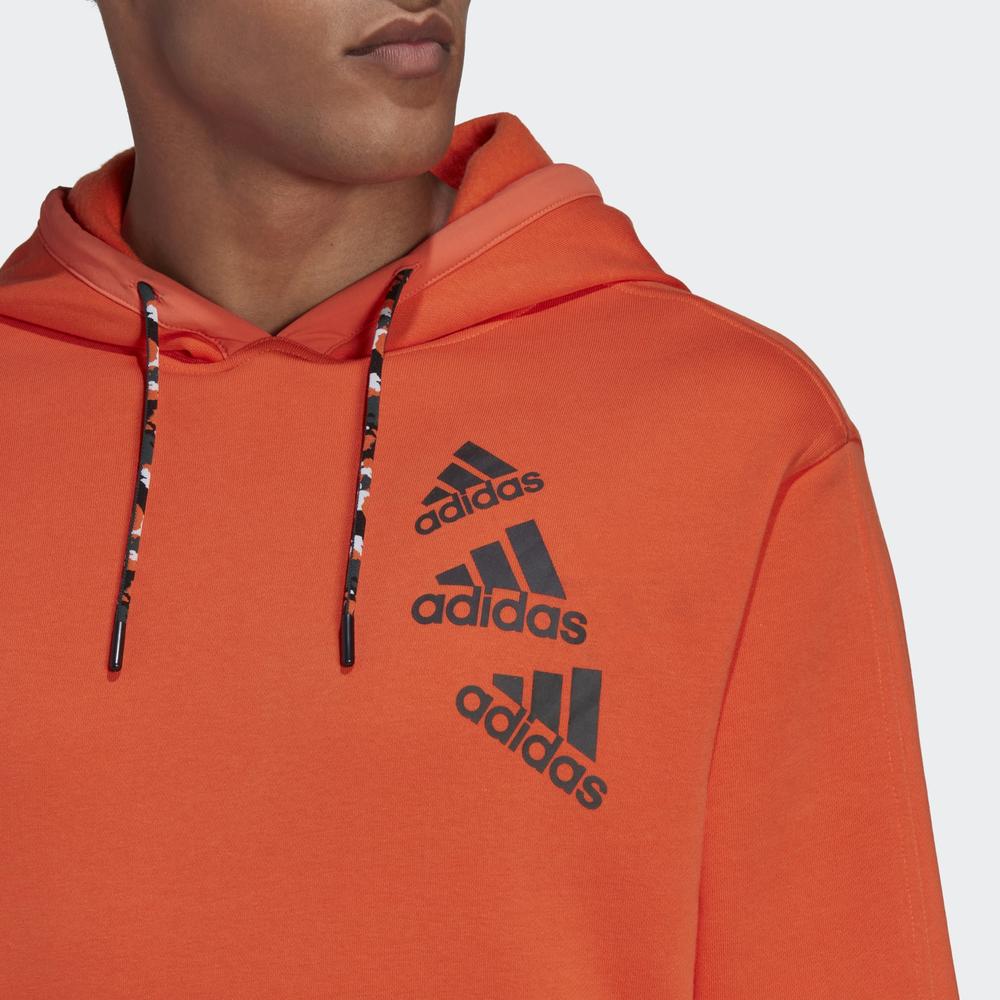 Pulóver adidas Essentials BrandLove Fleece Hoodie HL9385 - narancs
