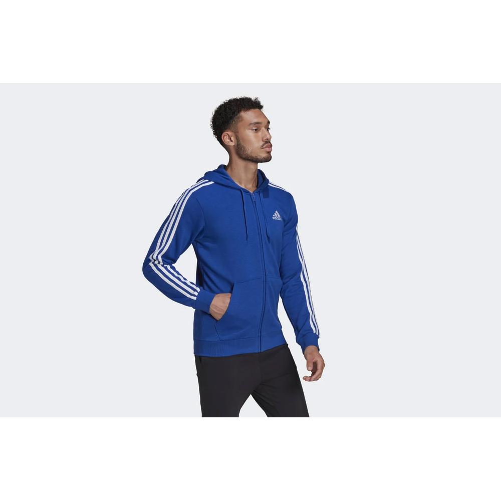 Pulóver adidas Essentials French Terry 3-Stripes Full-Zip Hoodie HE4427 - sötétkék